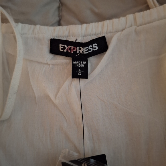 Express Women's White Eyelet With Button Detail Sundress - Picture 4 of 8